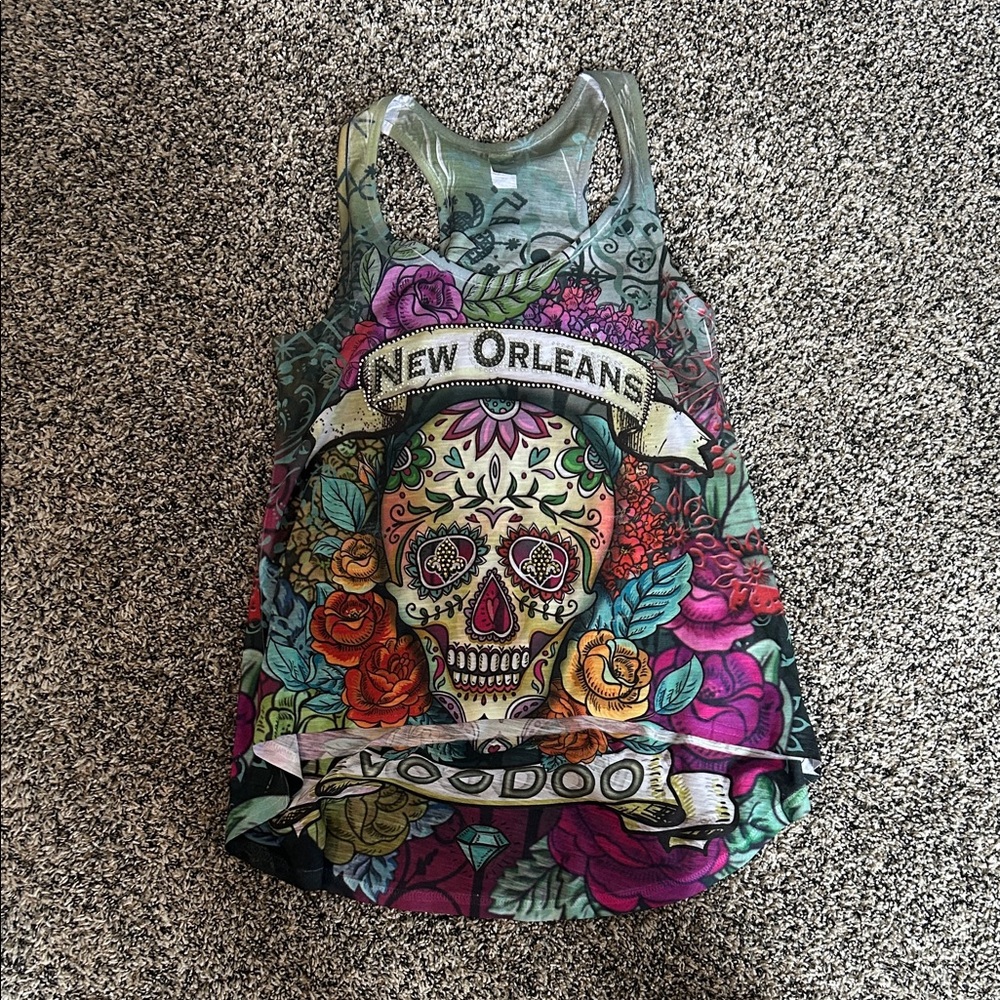 Colorful Skull Graphic Tank Top